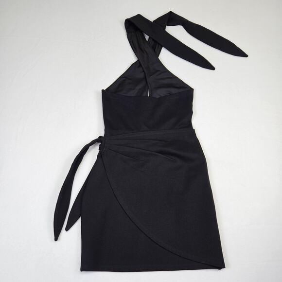 Lovers + Friend Corey Mini Wrap Dress Black Halter Cocktail Night Out Revolve XS - Picture 16 of 16